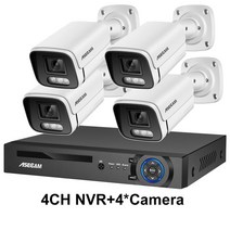 CCTV 보안 카메라 4K 8MP 시스템 H.265 POE NVR 키트 야외 방수 오디오 비디오 기록 세트, 02 4CH NVR and 4 Camera_03 2T