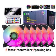 렌지후드필터 팬 주방팬 레인지통후드 주방후드고장 환풍기iwongou 120mm 팬 pc, 6팬 1컨트롤러, RGB, 1-하얀