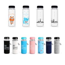 아이스PET 트라이탄 물병 미니보틀 + 파우치 세트 (랜덤발송), 트라이탄500ml, 뚜껑블루/보틀랜덤/파우치랜덤