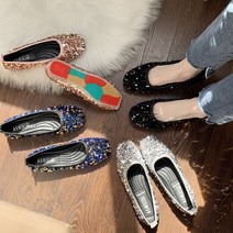 바이스타 여성 스팽글 로퍼 단화 소프트 플랫 슈즈