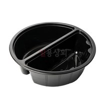 일용상회 다회용 면용기 PS 2168-2A 210파이 중 2칸 900ml 280개 검정 중화용기 짬짜면, 용기280개