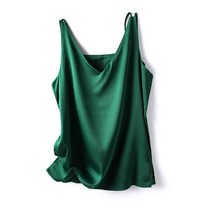 여성 새틴 나시티 브이넥 여름 외출 무지 베이직 데일리 여자 나시 상의 Satin sleeveless shirt XK0073