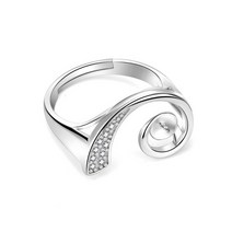 비즈공예 원석 패션 크리 에이 티브 925 스털링 실버 반지 조정 가능한 크기 빈 트레이 상감 진주 여성 Diy, 19 10 silver