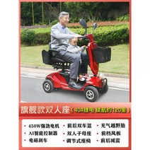 노인전동차 전동휠체어 스쿠터 노인스쿠터 노인 4 륜 전기 장애인 이중 오토바이 가정용 소형 배터리 자동차 저속 접이식, 플래그십 모델 - 2인승 40A 리_24V
