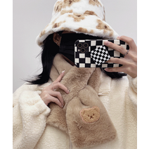 뽀글곰돌이자수 앙고라 목도리