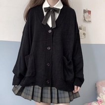 카디건 여성 솔리드 가을 하라주쿠 루즈 한 스웨터 학생 Preppy Sweet Girl 귀여운 니트웨어 All-match Soft Hot Sale Basic