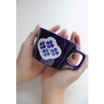 화풍청채 핸드페인팅 고온 세라믹 일본풍 머그컵 찻잔, 푸른 색