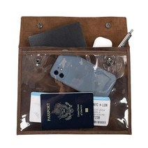 Leather Nomad 풀 그레인 가죽으로 수작업으로 제작된 투명 여행용 봉투 - 버번 브라운