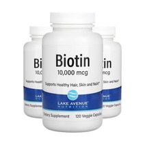 (3통) 레이크 에비뉴 뉴트리션 LAN 비오틴 10000mcg 120캡슐 하루한알 4개월