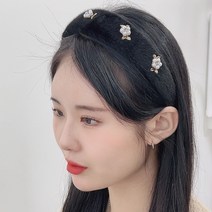 pkpj 눈의여왕 에코퍼 진주 플라워 헤어밴드 머리띠