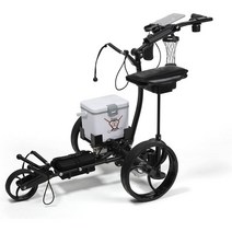 Super E Caddy The Pro 무선 원격 제어 전기 골프 카트 내장형 6팩 쿨러 시트 USB 포트 및 홀더 12V 리튬 배터리는 27홀 동안 지속됩니다., 검은색