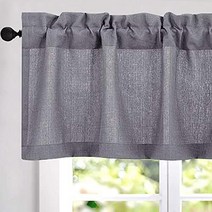 JINCHAN Valance Curtain Grey 18 inch Long Rod Pocket Kitchen Window Curtain Gray Casual Weave Semi S, 1