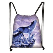 승마가방 승마 부츠가방 용품 헬멧 보관 배낭 겨울용 울부 짖는 늑대 프린트 드로스트링 가방 남성 스토리지 십대 패션 여행 책가방 미니, 27 skdwolfs26