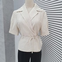 코튼 혼방소재 랩스타일 블라우스 ASW2HB49F