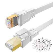 DSunty Cat 8 이더넷 랜 케이블 RJ45 네트워크 패치 모뎀 라우터 5m 10m 15m 20m 30m, WHITE, 1개