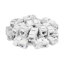 TRENDnet Cat6 키스톤 잭 25팩 번들 90° 각도 종단 Cat5 Cat5e Cat6 케이블링과 호환 가능 색상 코드 라벨링 금도금 접점 공구가 필요 없는, White_25-Pack