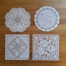 방수 비닐 컵받침 레이스컵받침 플라워 컵받침 홈카페코스터 테이블웨어 1P, 1번