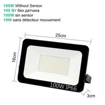 확산판 PIR 모션 센서 LED 투광 IP66 야외 벽 조명 50W, 17.no sensor 100W - Warm White