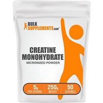 BulkSupplements.com 크레아틴 모노하이드레이트 파우더 250g/8.8온스, 8.81온스(1팩)