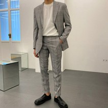 뉴메이드 / 봄 가을 톤업 글렌 체크 정장 수트 세트 셋업 양복 /