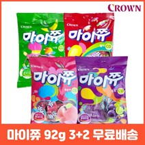 크라운 마이쮸 4종 3+2(총5개) 골라담기, 마이쮸 딸기92g 3개, 마이쮸 복숭아92g 2개