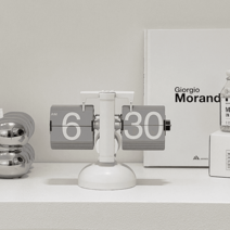 탁상시계 플립 아날로그 건전지, 해외배송, 그레이