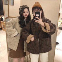 코코나인 양면 인조 무스탕 뽀글이 양털자켓 387