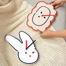 로마네 브런치브라더 무소음 무브먼트 벽시계 귀여운 캐릭터 시계 유아 어린이 거실 아이방 인테리어 집들이선물, 래빗