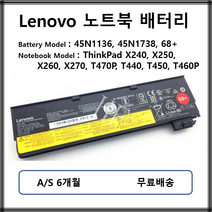 45N1136 45N1738 정품 레노버 노트북 배터리 X260 X270 T440 68+