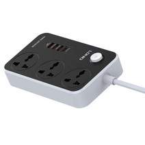 LDNIO 2500W 전원 스트립 플러그 3 콘센트 소켓 4 USB 포트 스위치가있는 네트워크 필터 2M 연장 코드 범용, 1개