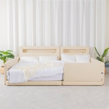 하빈스 스코디 LED조명침대 저상형 평상형 가죽 패밀리침대, 선택안함, 아이보리