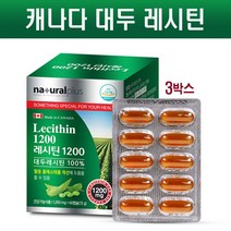 대두 레시틴 식물성 인지질 포스파티딜콜린 보충제 콩레시틴 100% NON GMO 대두유 1200 레시친 레스틴 LECITHIN 캡슐 건강기능식품 캐나다 직수입 추천, 3박스, 60타블렛
