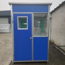 경비실 부스 이동식 주차 관리실 농막 창고 임시 간이 초소 소형부스, 파란색과 흰색 1.2x1.5x2.3