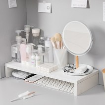 우드 모니터 스탠드 받침대 컴퓨터 선반 거치대, 화이트