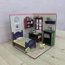 마루공방 DIY 내방꾸미기 미니어처 만들기, 1)분홍 꽃무늬, 분홍