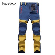 facecozy 남자 softshell 트레킹 하이킹 바지 겨울 야외 방수 양털 캠핑 남성 스포츠 바지 사냥 낚시