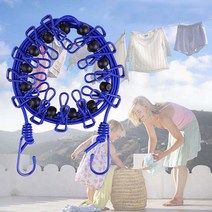 [lu] 여행용 빨래줄 캠핑 휴대용 빨랫줄 집게일체형, 블랙