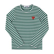 꼼데가르송 P1T163 3 플레이 레드 하트 와펜 스트라이프 여성 긴팔티