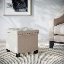 Nathan James 71103 Payton 접이식 보관 오토만 발판 및 시트 큐브 베이지 추천 1262891, Beige