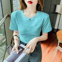[이꾸띠] 아그히꼴리 여성 라운드넥 편안한 반팔 5컬러 티셔츠