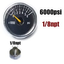 압력게이지 오일게이지 미니 게이지 압력계 1 인치 25mm 핸드 펌프 HPA 350bar 300psi 1/8NPT M10 * 1/8BSP, 05 6000psi 1-8npt