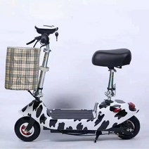 접이식 전동 킥보드 듀얼 자토바이 이륜 베터리카, 24V, 젖소무늬