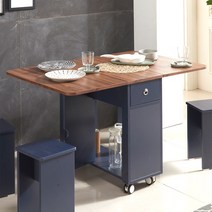 톡톡디자인 프리티 접이식식탁 4인용 확장형 이동식 식탁테이블 1200, 네이비월넛