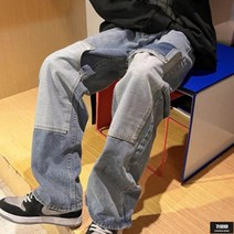 가바바 남성 빅사이즈 청바지 유니크한 워싱 속에 숨겨져있는 하트 자수 와이드 데님팬츠 G67583