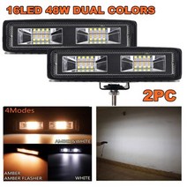 26 인치 48 16 방수 듀얼 컬러 앰버 화이트 작업등 홍수 빔 바 자동차 오프로드 운전 안개 램프 점멸 장치