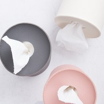 리빙스토리 국산 호텔식 가죽 휴지케이스 각티슈케이스, 1개, 원형케이스 다크그레이