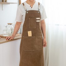 카페 바리스타 캔버스 앞치마 남성 여성 에이프런 커피숍 베이킹 공방 워싱 데님 여자 남자 포켓 앞치마 4color, 커피브라운 워싱면 앞치마