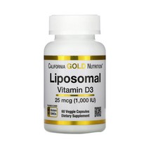 캘리포니아 골드 뉴트리션 리포솜 비타민D3 25mcg(1000IU) 60정 베지캡슐 콜레칼시페롤 아라비아 고무