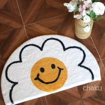 차쿠 스마일 꽃 발매트 플라워 반달형, 반달60*40cm
