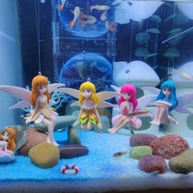 가정용 어항 이쁜요정 피규어 장식품 2개세트 열대어 물고기 구피 수족관 어항 꾸미기 용품, 핑크머리+블루머리